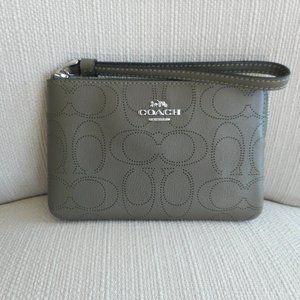 Coach Perforated Signature Corner Zip Wristlet